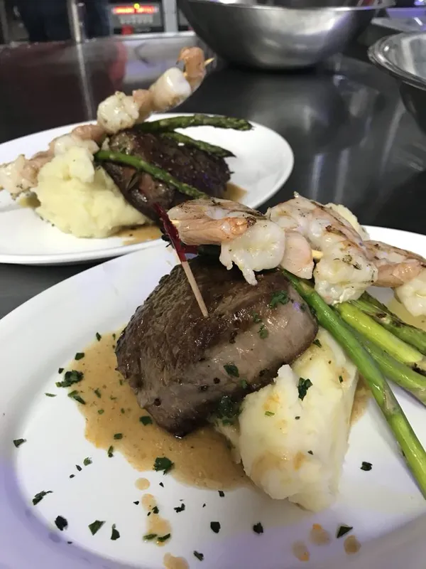 Steak and shrimp platter